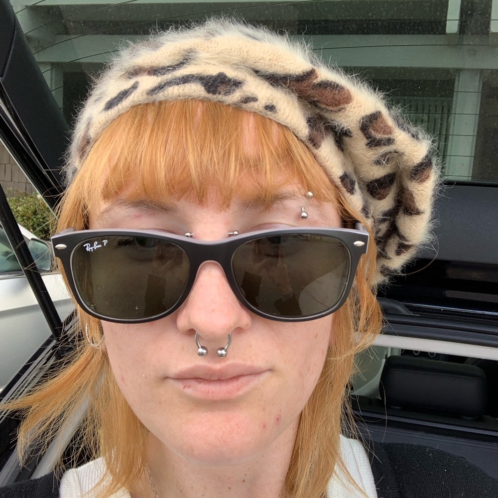 Leopard print beret, soft, fuzzy, plush